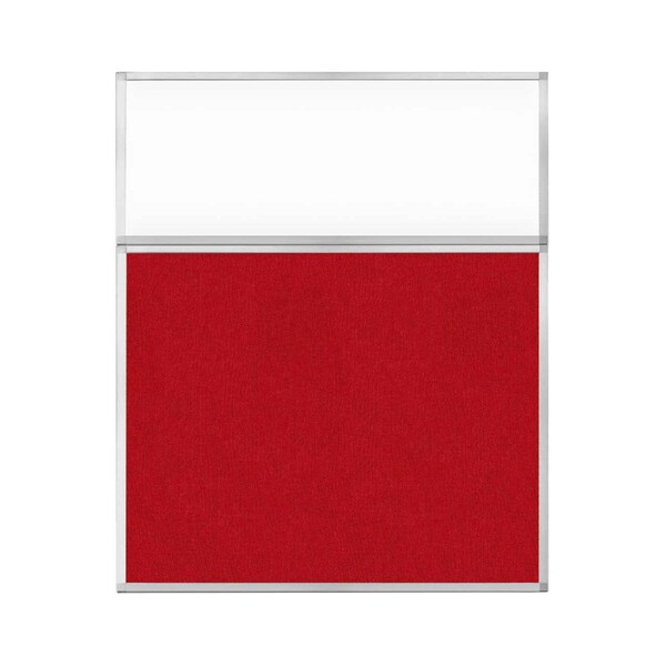Hush Panel Configurable Cubicle Partition 5' x 6' W/ Window Red Fabric Clear Window